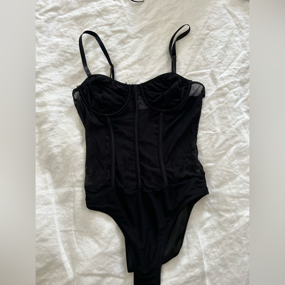 Black Corset Mesh Princess Polly Rory Bodysuit